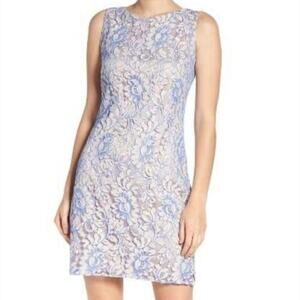 Eliza J Blue & Beige Lace Sleeveless Mini Dress